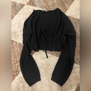 Black Knit Cropped Cardigan